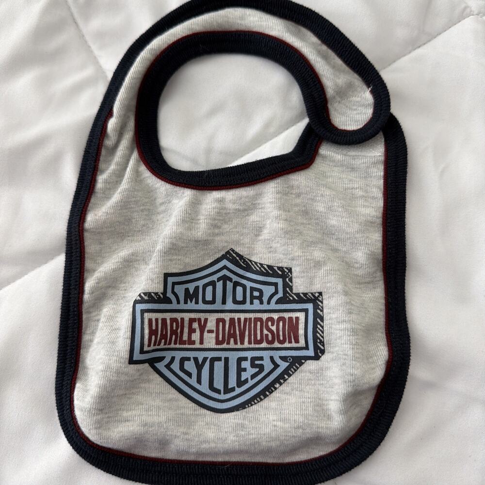 Harley-Davidson Bib Gray with Burgundy Trim Size 18/24 M Cotton and Polyester